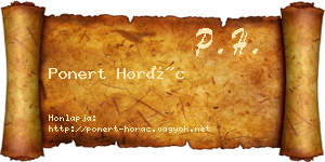 Ponert Horác névjegykártya